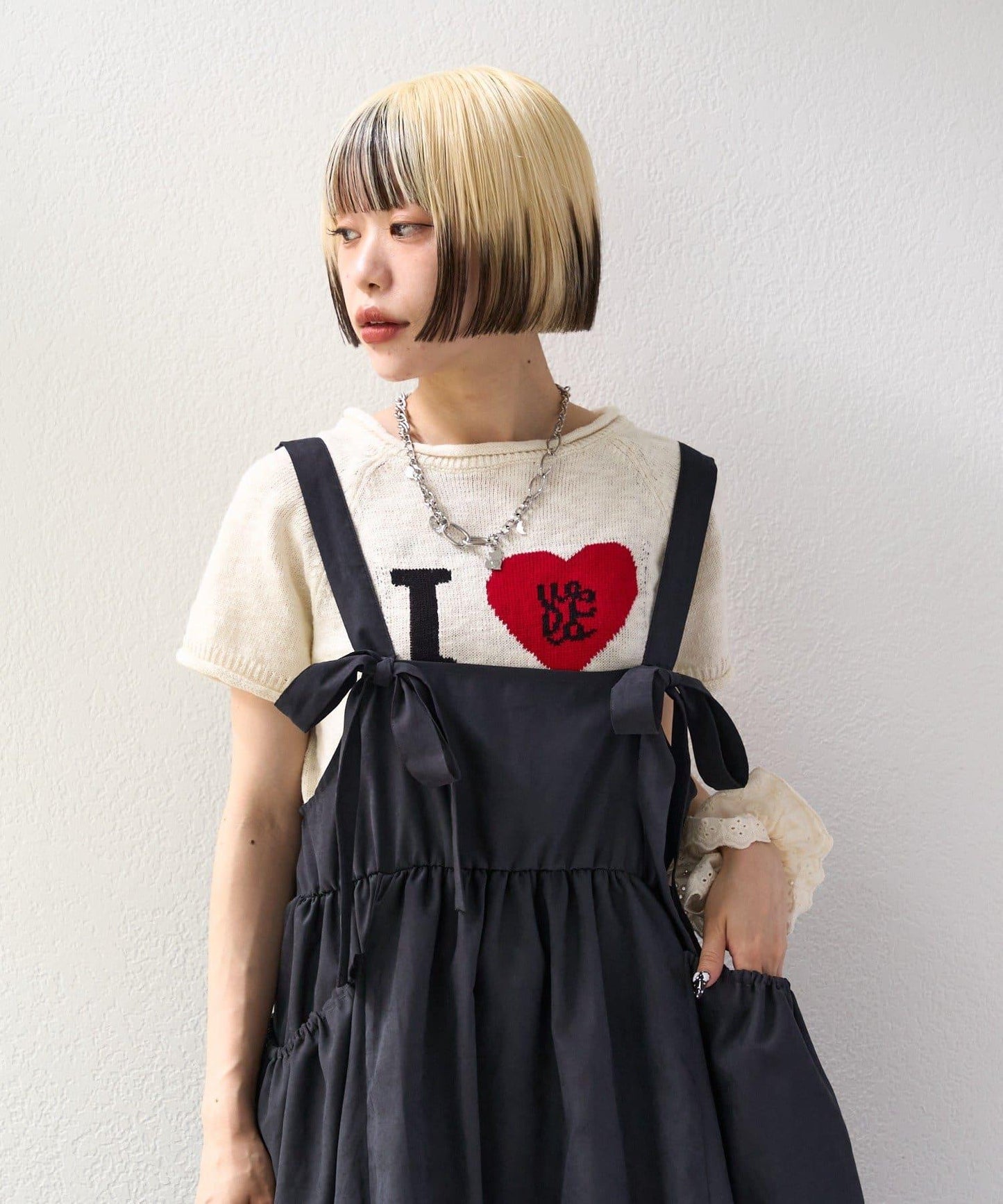 I LOVE 字母針織上衣