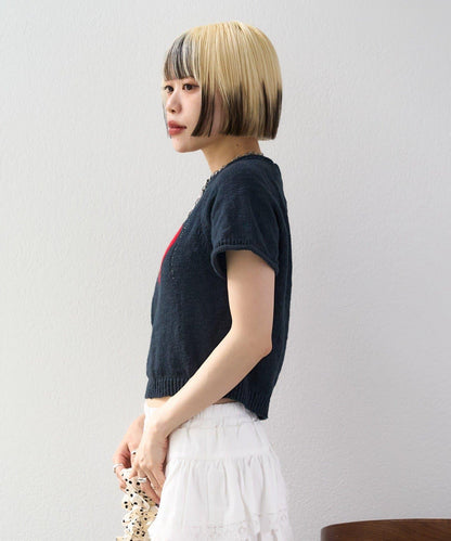 I LOVE 字母針織上衣