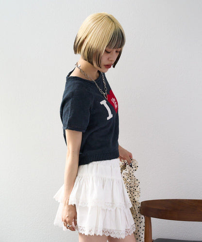 I LOVE 字母針織上衣