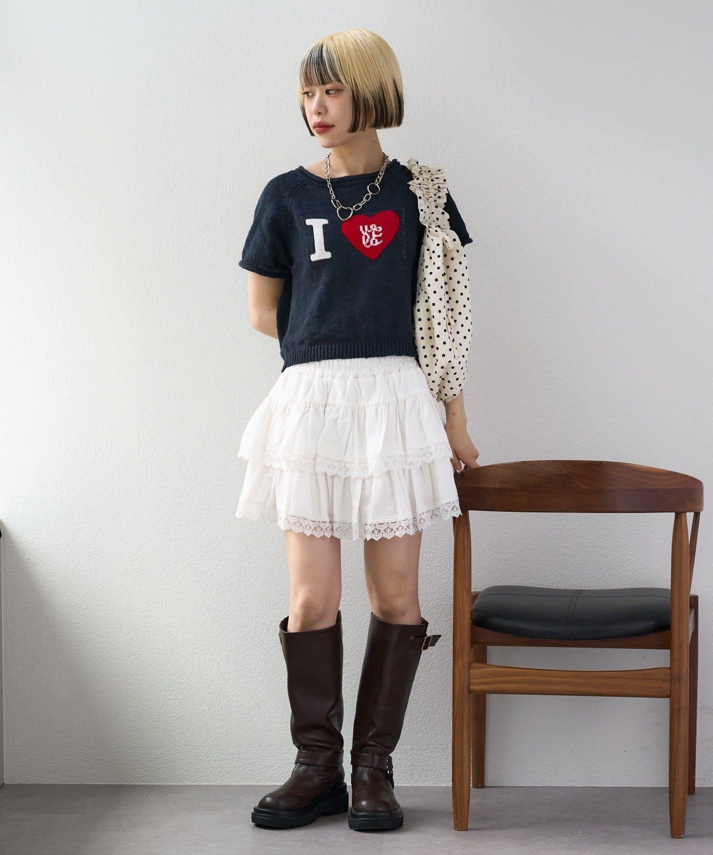 I LOVE 字母針織上衣