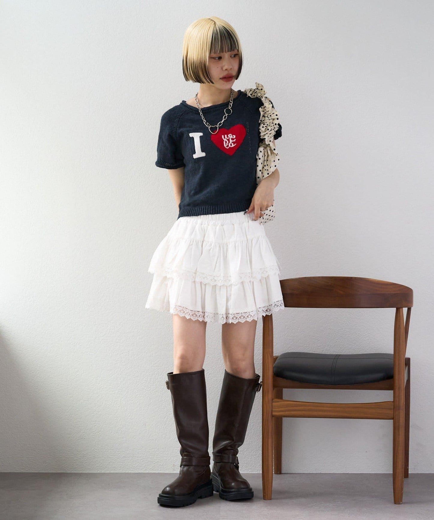 I LOVE 字母針織上衣