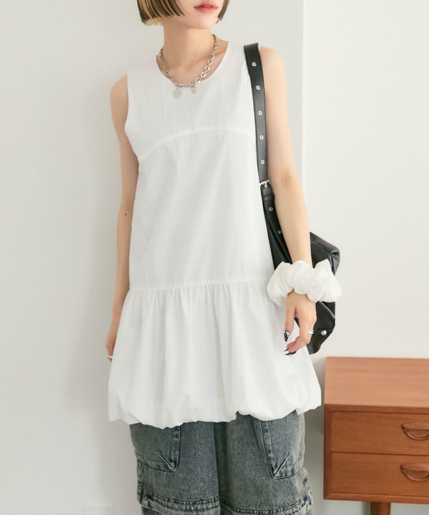 褶皺領 氣球廓形 連衣裙