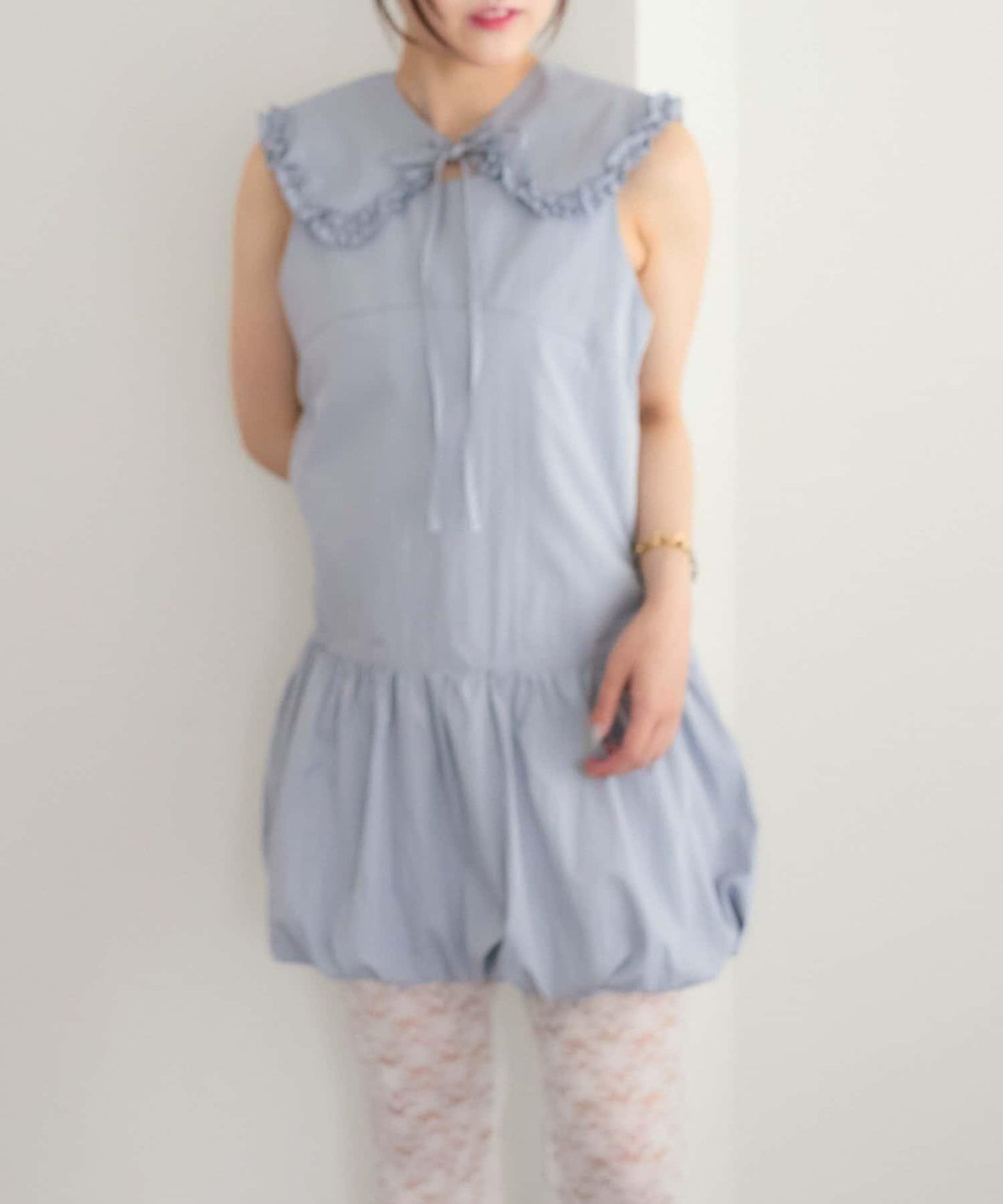 褶皺領 氣球廓形 連衣裙