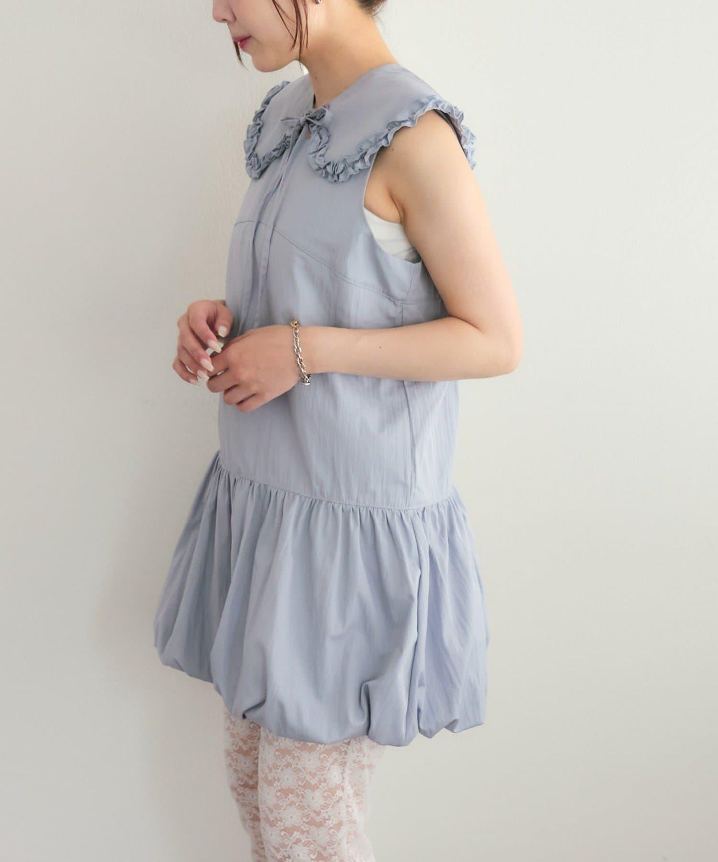 褶皺領 氣球廓形 連衣裙