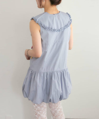 褶皺領 氣球廓形 連衣裙