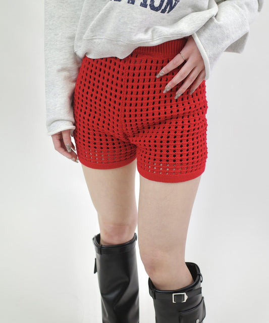 鏤空針織短褲