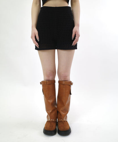 鏤空針織短褲