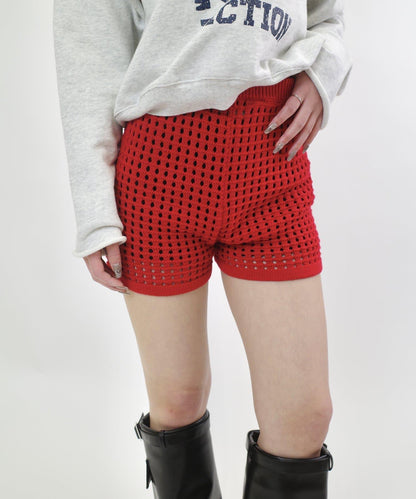 鏤空針織短褲