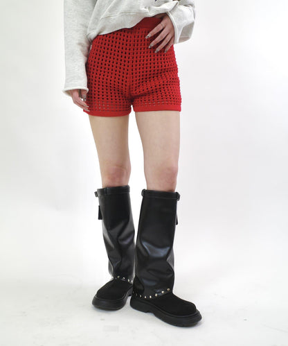鏤空針織短褲