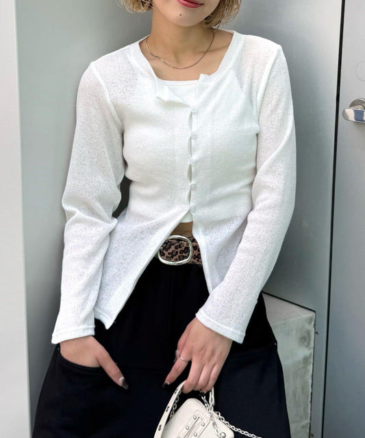 透膚窄版針織開衫