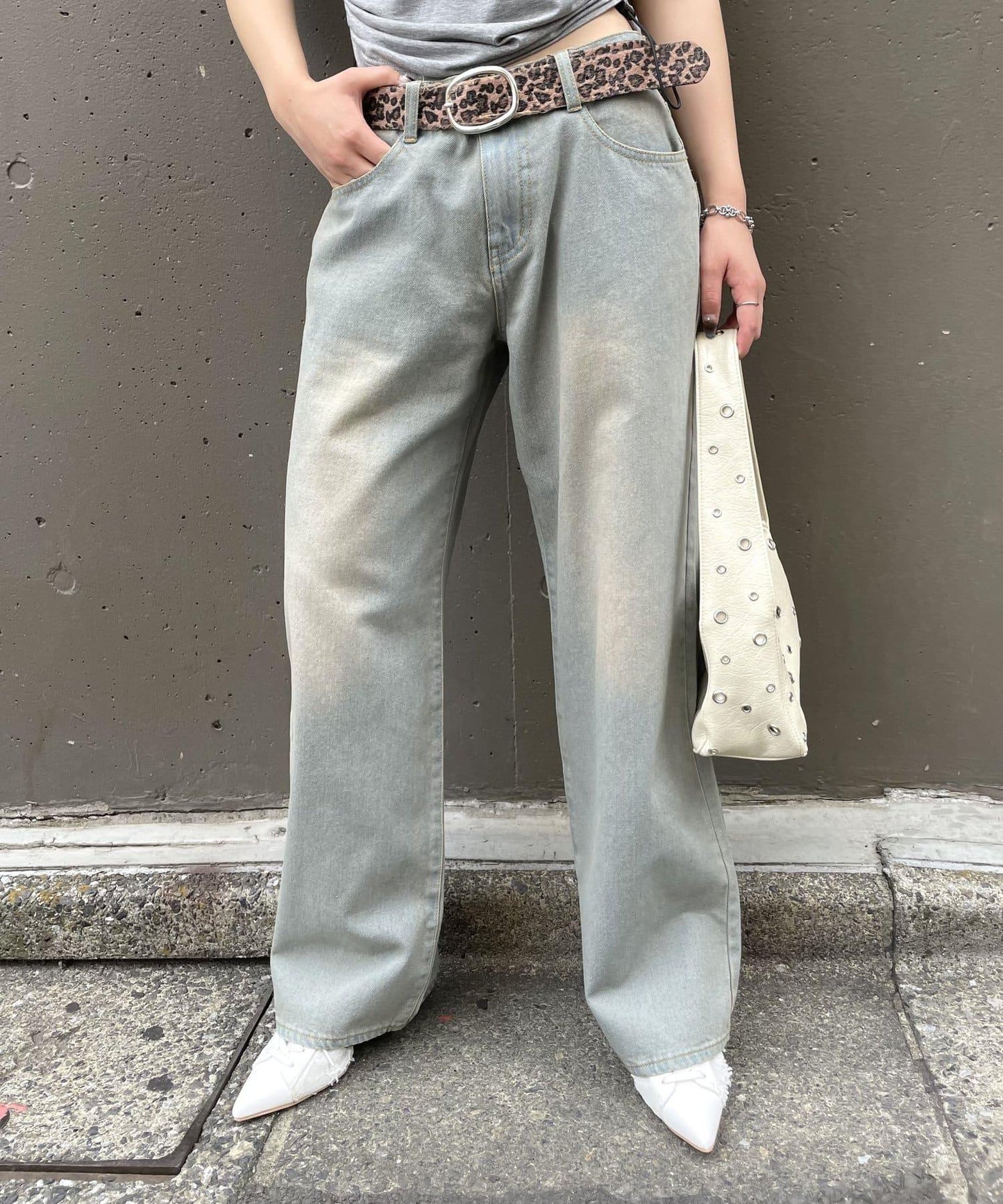 PF腰帶 直筒 牛仔面料 牛仔褲