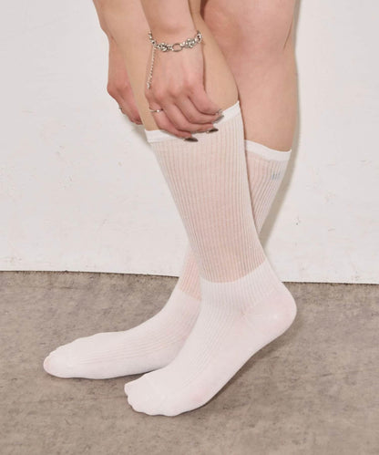 透膚羅紋短襪