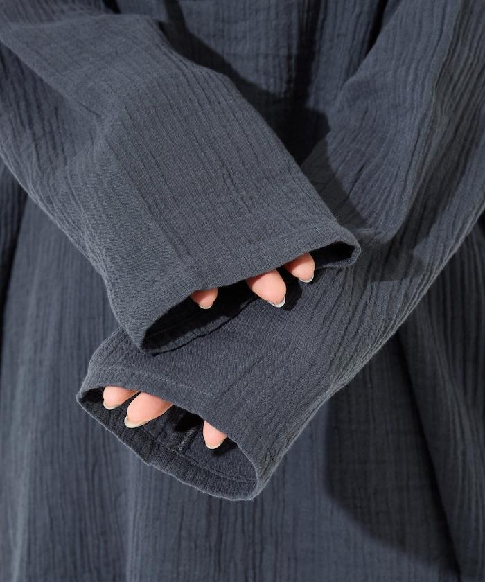 印度雙層紗 Henley紐扣 長袖 上衣