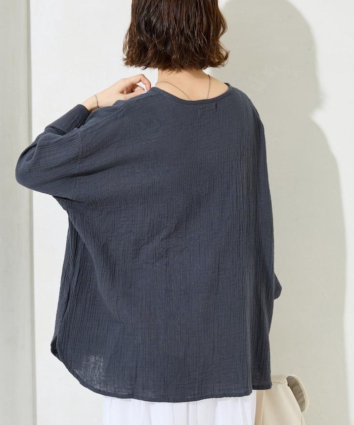 印度雙層紗 Henley紐扣 長袖 上衣