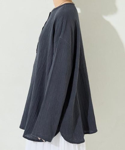 印度雙層紗 Henley紐扣 長袖 上衣