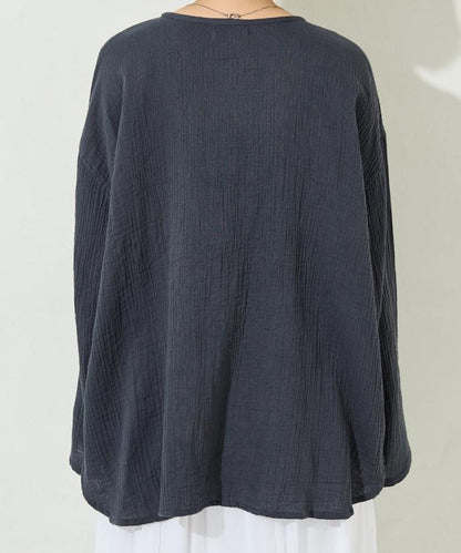 印度雙層紗 Henley紐扣 長袖 上衣