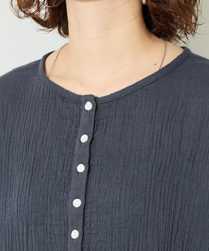 印度雙層紗 Henley紐扣 長袖 上衣