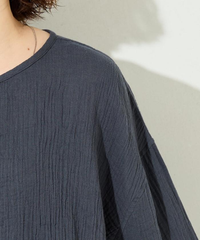 印度雙層紗 Henley紐扣 長袖 上衣