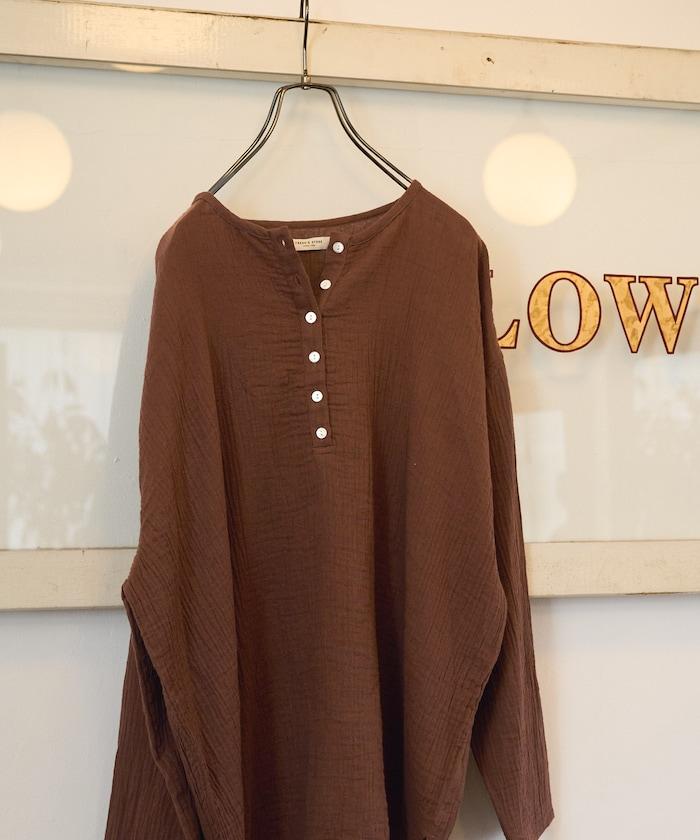 印度雙層紗 Henley紐扣 長袖 上衣