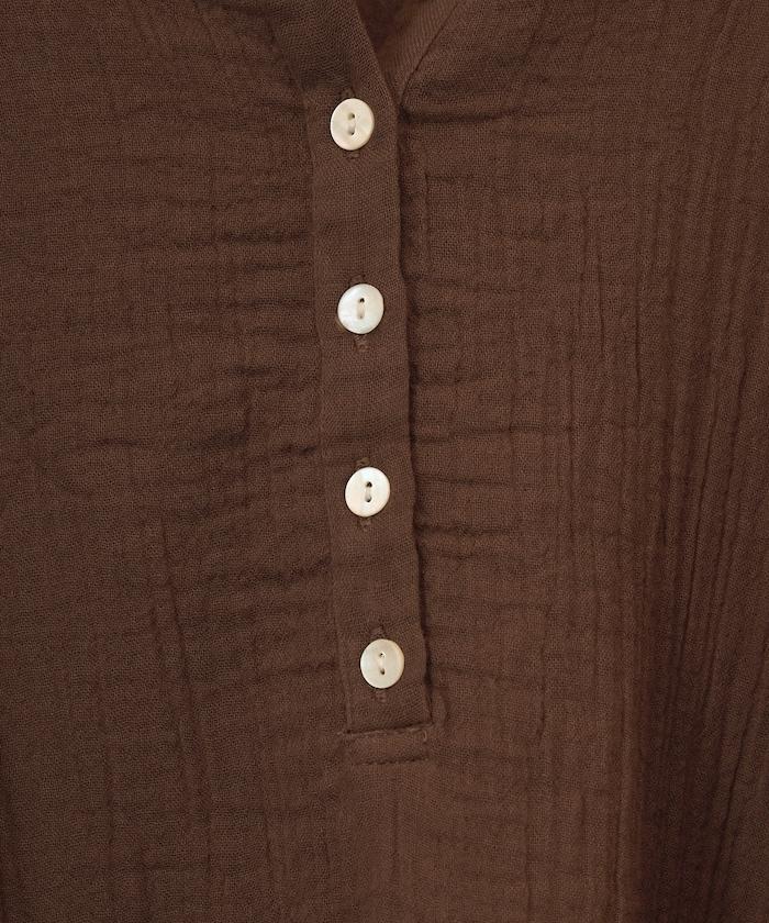 印度雙層紗 Henley紐扣 長袖 上衣