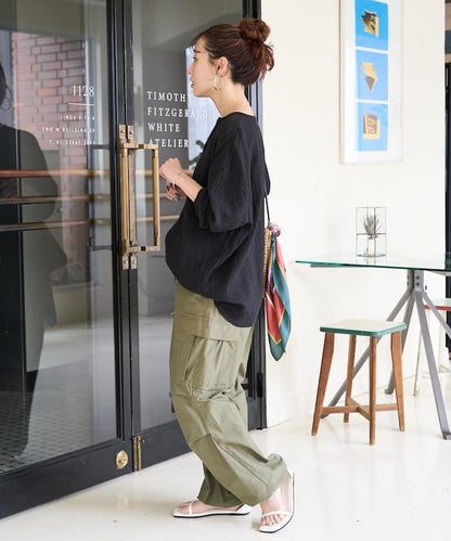 印度雙層紗 Henley紐扣 長袖 上衣