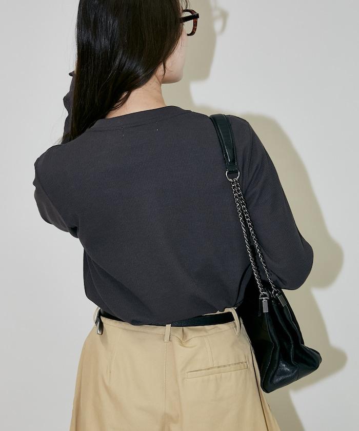 輕質華夫格亨利領長袖T恤