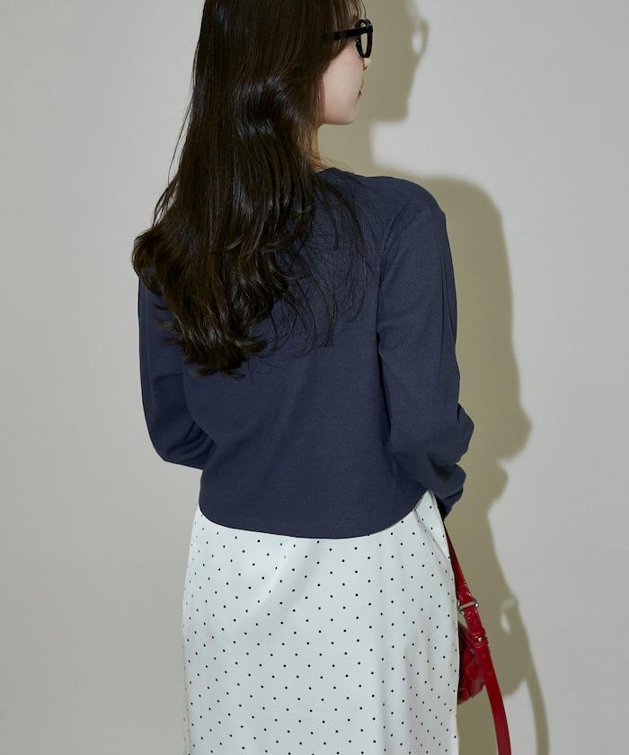 輕質華夫格亨利領長袖T恤