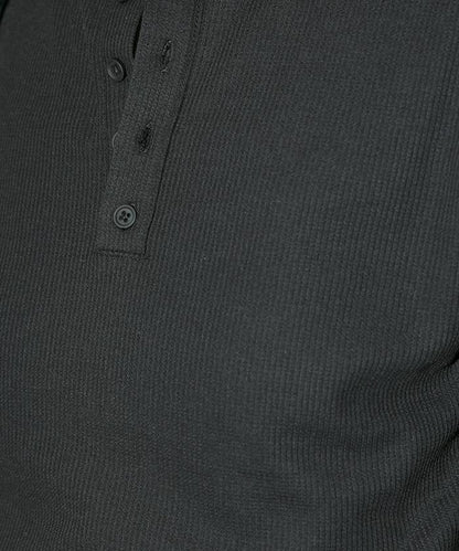 輕質華夫格亨利領長袖T恤