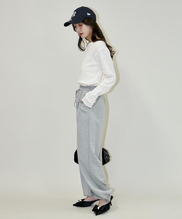 輕質華夫格亨利領長袖T恤