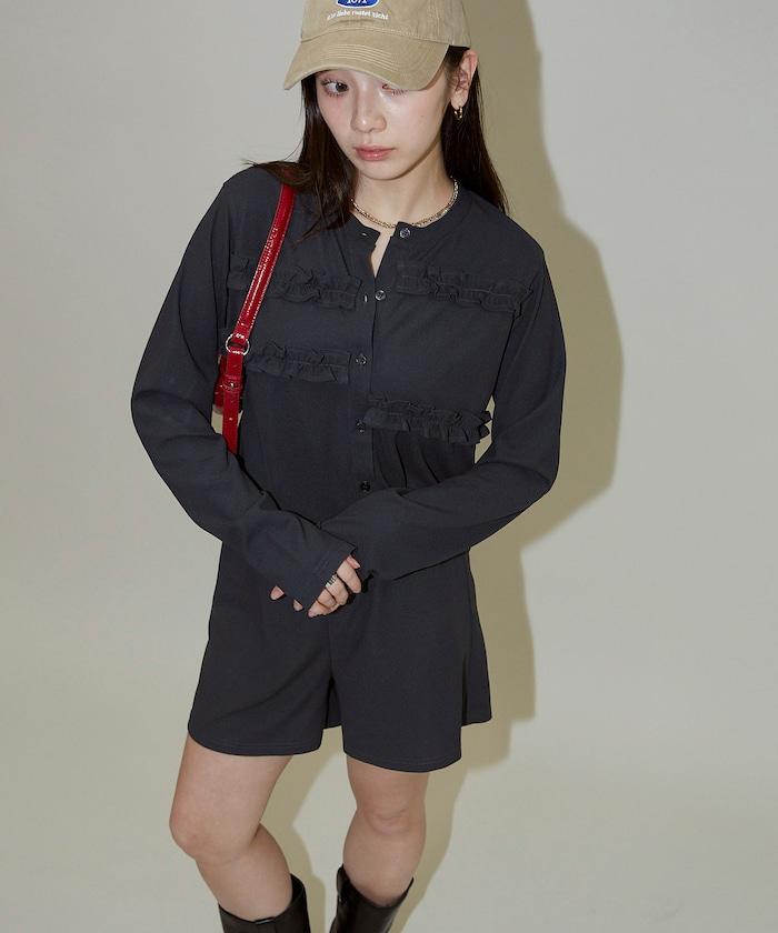 荷葉邊設計 開衫短褲 套裝