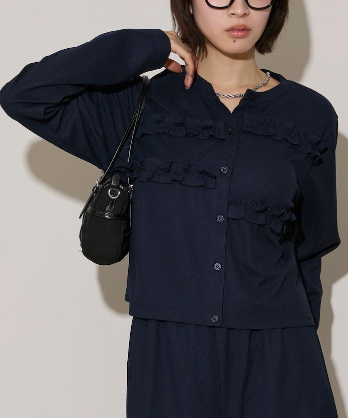 荷葉邊設計 開衫短褲 套裝