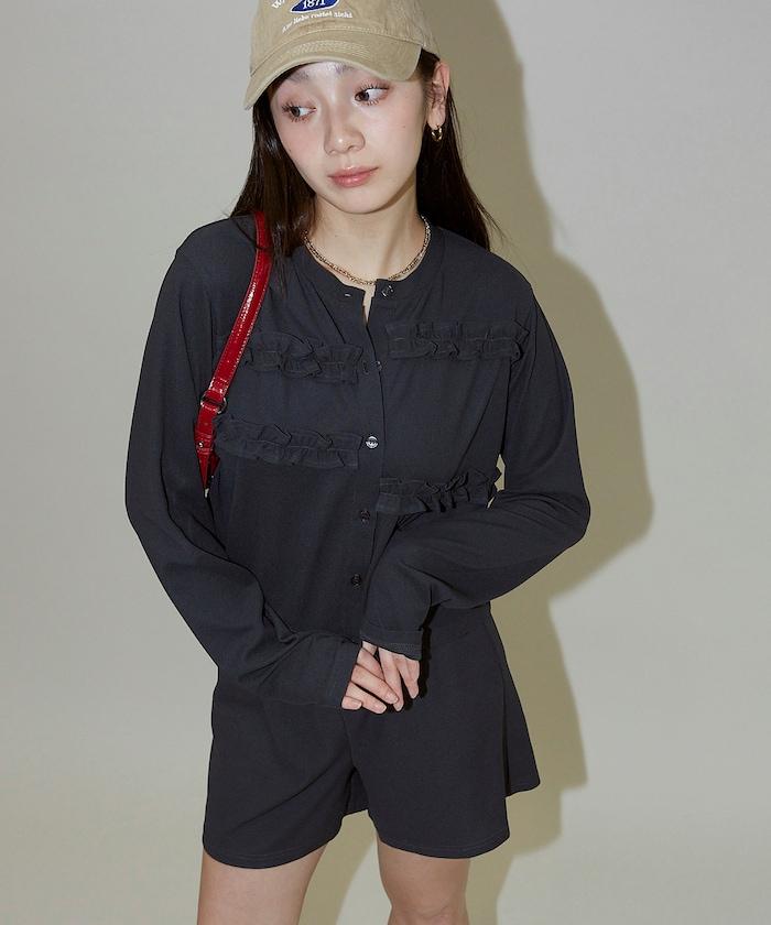 荷葉邊設計 開衫短褲 套裝