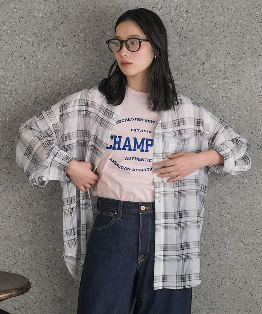 漸變透視格紋襯衫