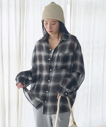 漸變透視格紋襯衫