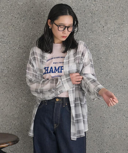 漸變透視格紋襯衫