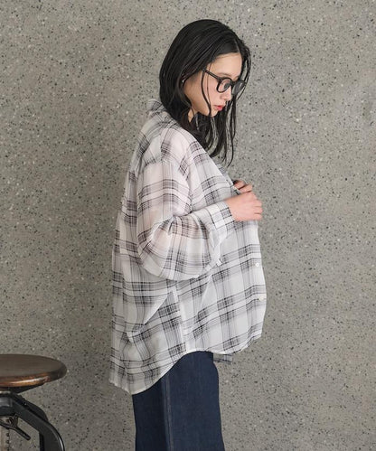 漸變透視格紋襯衫