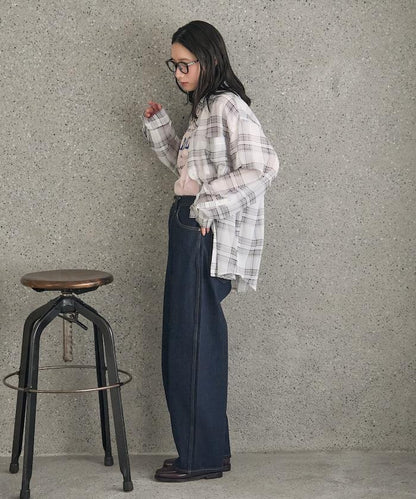 漸變透視格紋襯衫