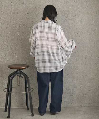 漸變透視格紋襯衫