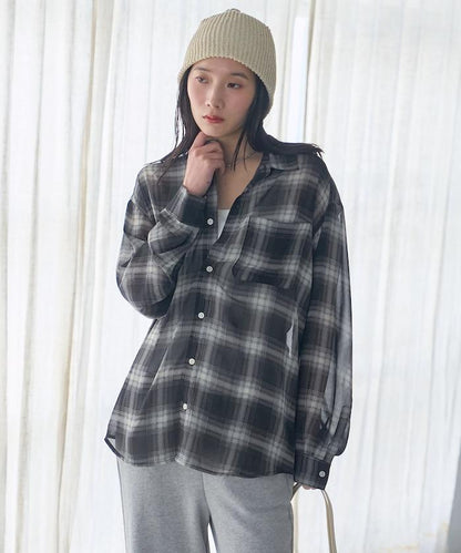 漸變透視格紋襯衫