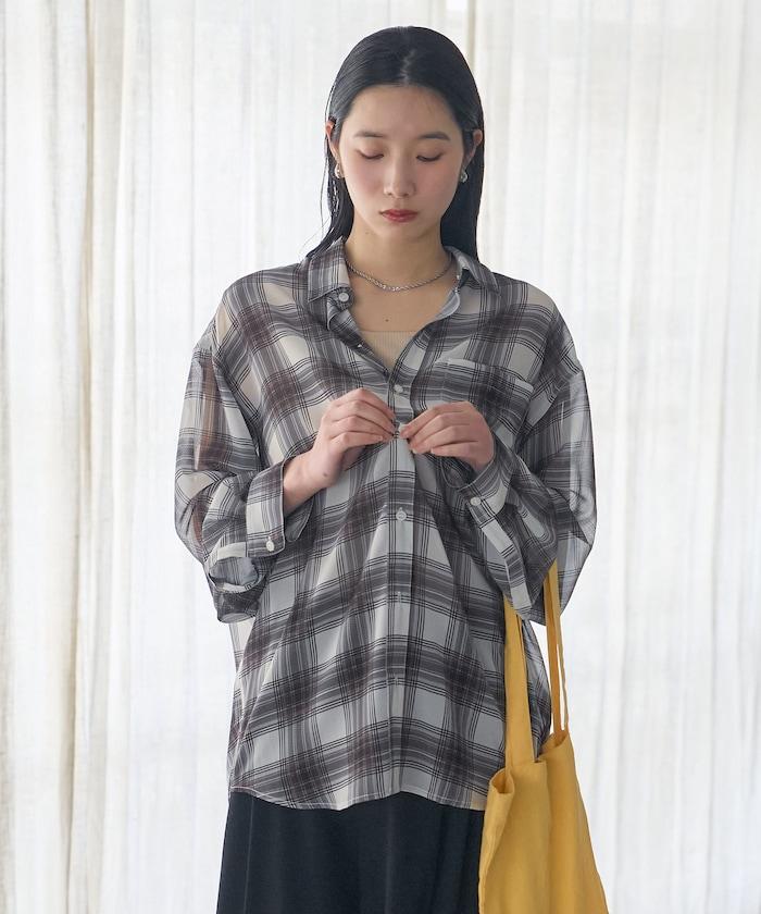 漸變透視格紋襯衫