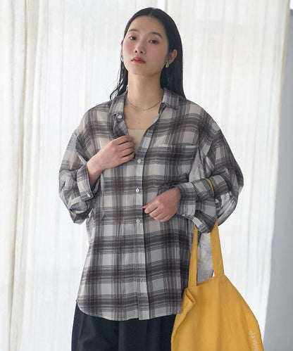 漸變透視格紋襯衫