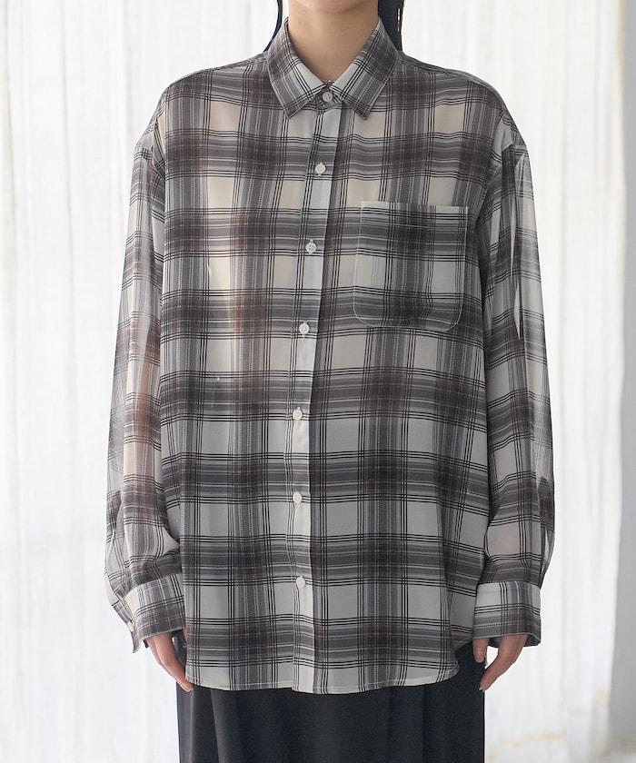 漸變透視格紋襯衫