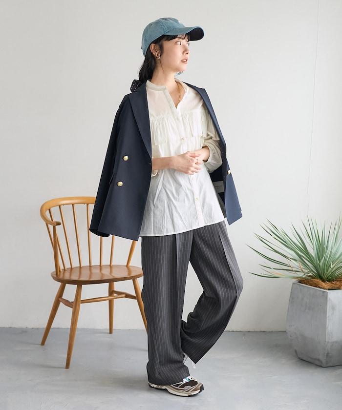 荷葉邊長袖印度薄紗女襯衫