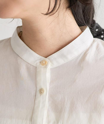 荷葉邊長袖印度薄紗女襯衫