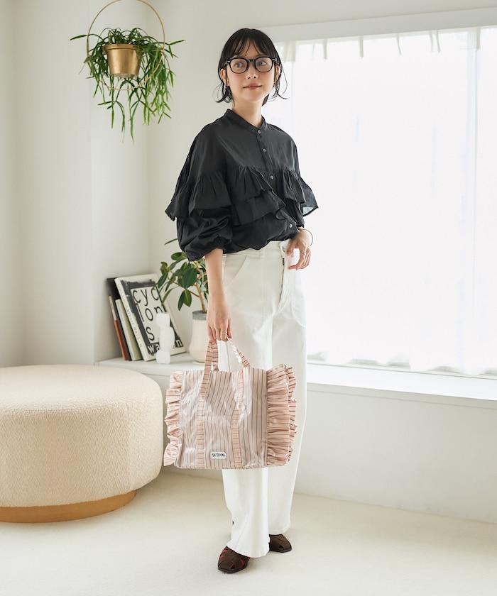 荷葉邊長袖印度薄紗女襯衫