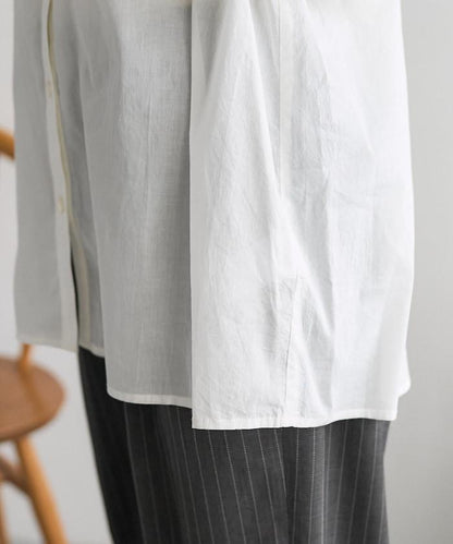 荷葉邊長袖印度薄紗女襯衫