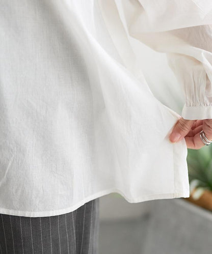 荷葉邊長袖印度薄紗女襯衫