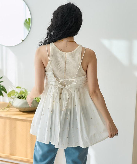 印度風亮片點點刺繡 後背開口 罩杯吊帶上衣（可搭配成套）