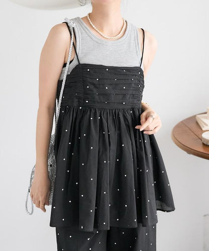 印度風亮片點點刺繡 後背開口 罩杯吊帶上衣（可搭配成套）