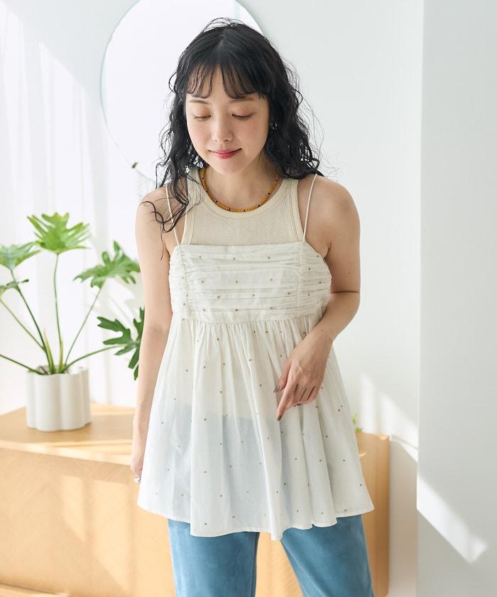 印度風亮片點點刺繡 後背開口 罩杯吊帶上衣（可搭配成套）